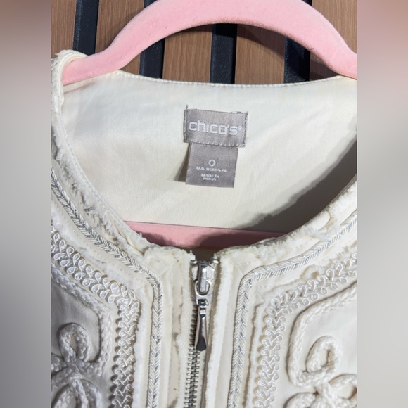 Chico’s Embroidered Cream Embroidered Women's Jacket Sz 0 - Picture 3 of 5